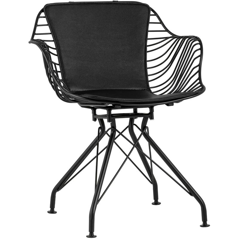 Стул Bertoia с подлокотником Chair Black metal Черный в Уфе | Loft Concept 