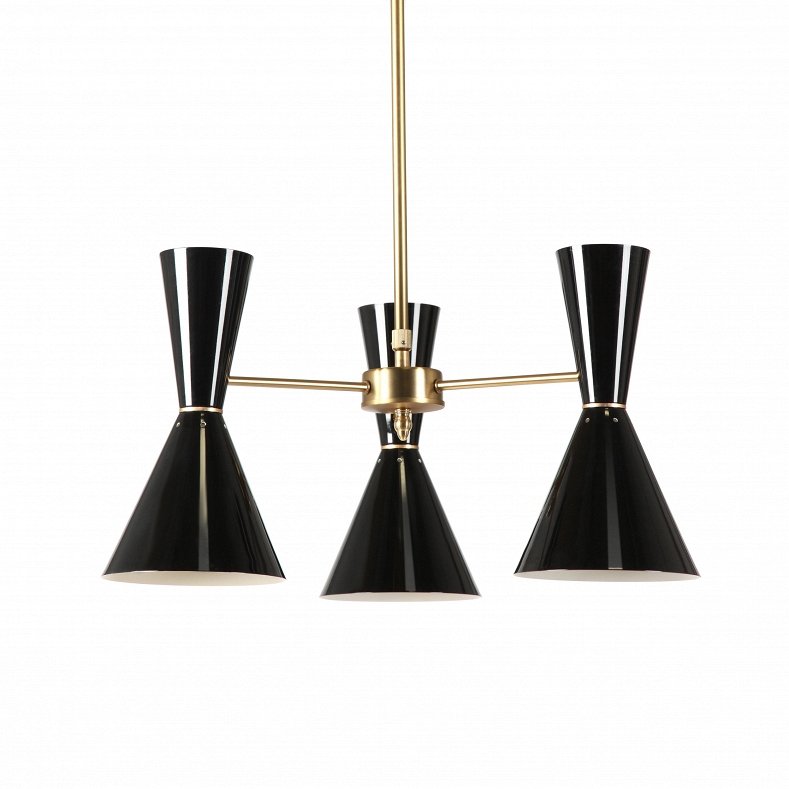 Люстра CAIRO Chandelier 3 Arm black Черный Латунь в Уфе | Loft Concept 