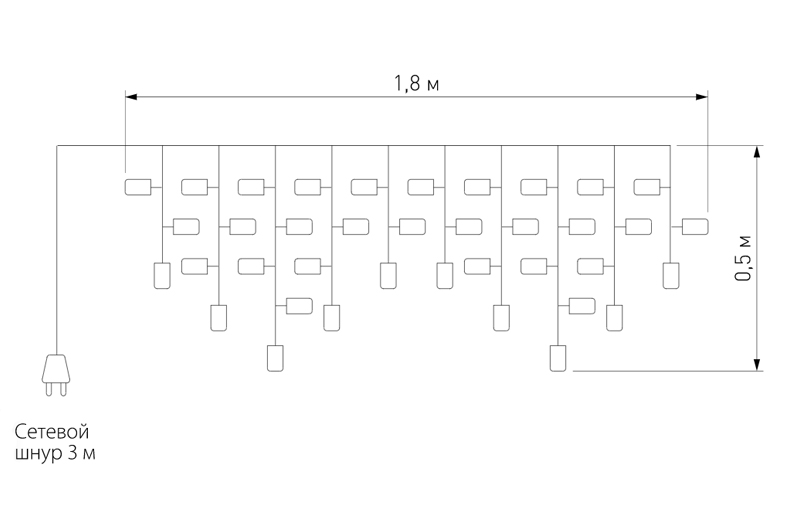 Гирлянда Бахрома с Цветными светодиодами в Уфе