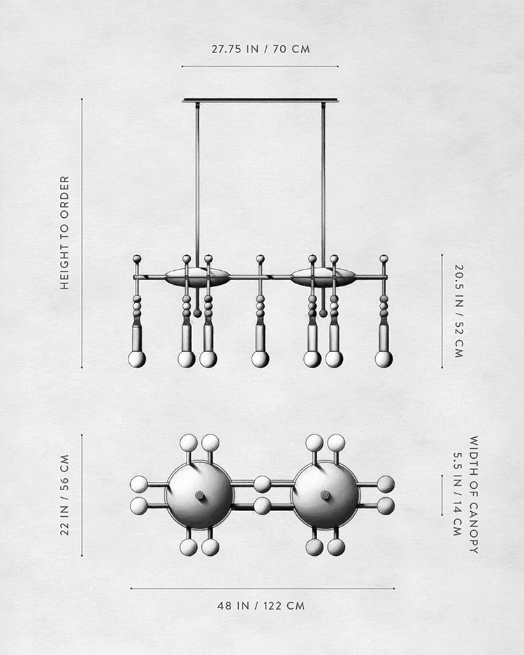 Линейная Люстра TALISMAN 14 патронов по дизайну студии Apparatus в Уфе