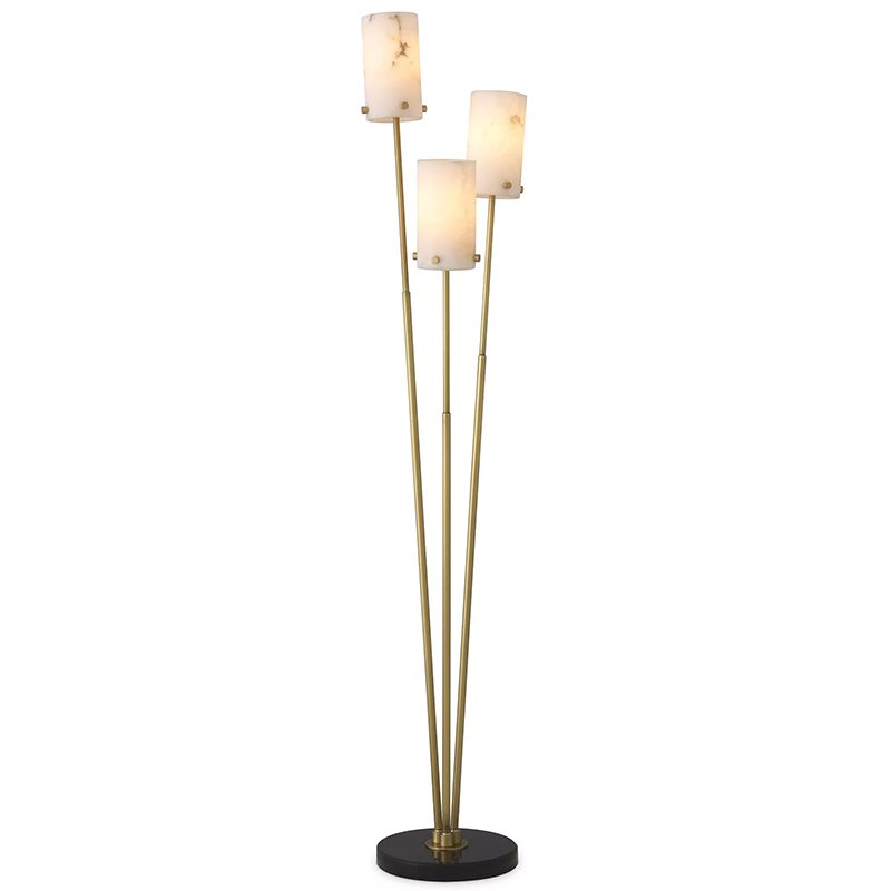 Торшер Eichholtz Floor Lamp Rodolpho Латунь Бежевый Черный Мрамор Nero в Уфе | Loft Concept 