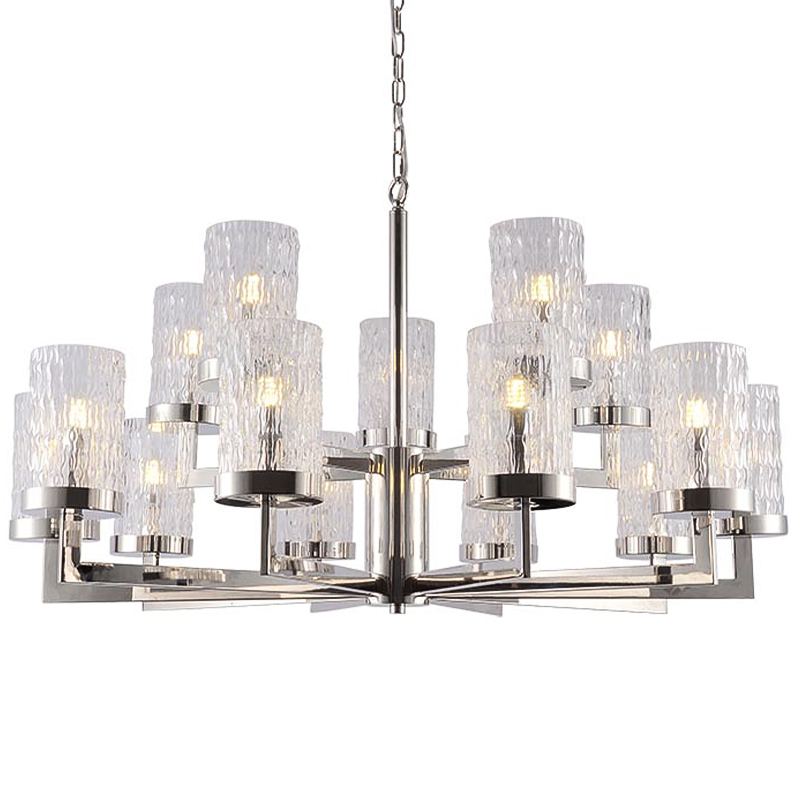 Люстра Estebe Glass Nickel Chandelier 14 Прозрачный Никель в Уфе | Loft Concept 