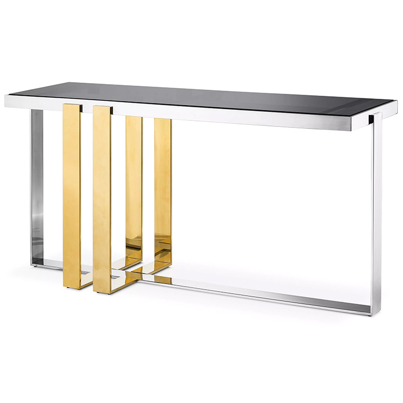 Консоль Eichholtz Console Table Belgo Золотой Серебряный Стекло Смок в Уфе | Loft Concept 