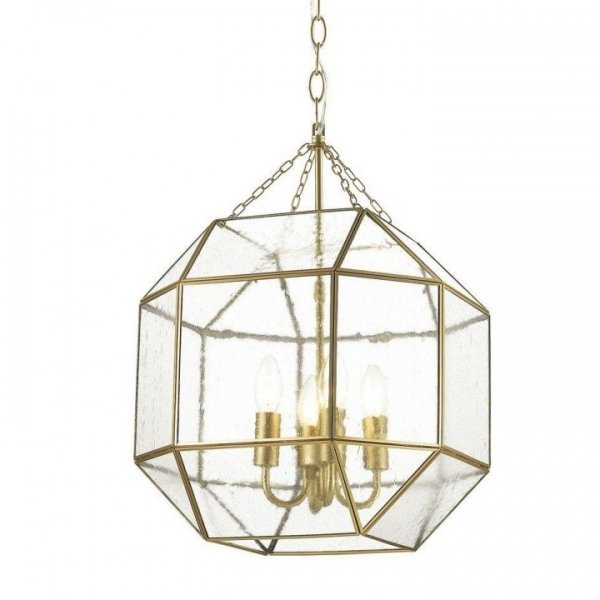 Подвесной светильник Glass & Metal Cage Pendant Gold 4 Глянцевое золото в Уфе | Loft Concept 