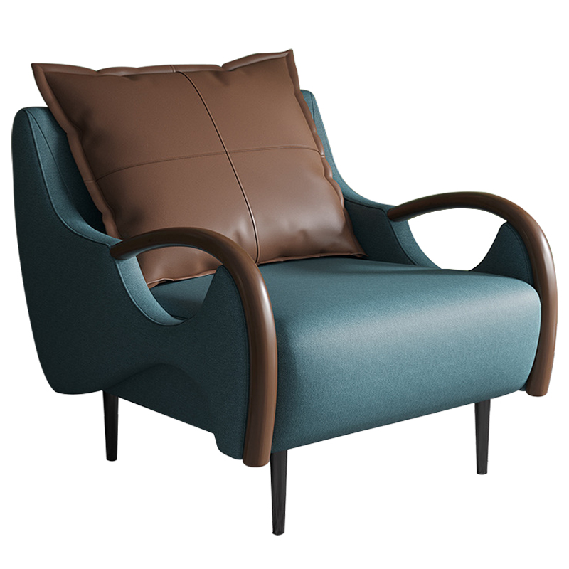 Кресло Oliwier Blue Armchair Синий Коричневый в Уфе | Loft Concept 