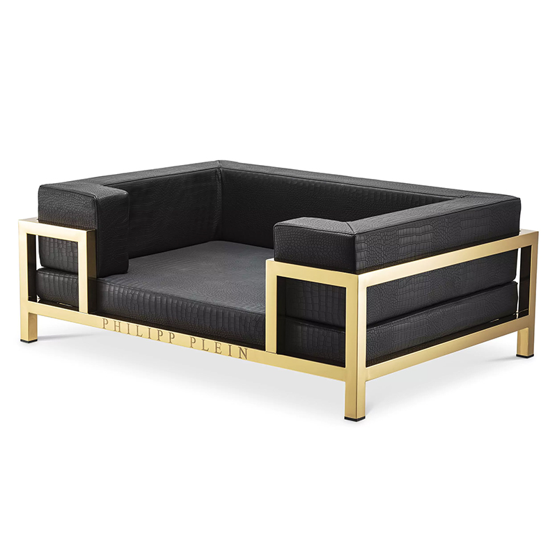 Лежанка для домашних животных Philipp Plein Dogbed High Conic Limited XL Gold Черный Золотой в Уфе | Loft Concept 