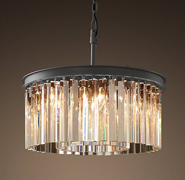 Люстра RH Rhys Clear Glass Prism Round Chandelier 40 Черный в Уфе | Loft Concept 