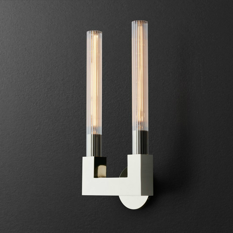 Бра RH CANNELLE wall lamp DOUBLE Sconces Chrome Хром Прозрачное Стекло в Уфе | Loft Concept 