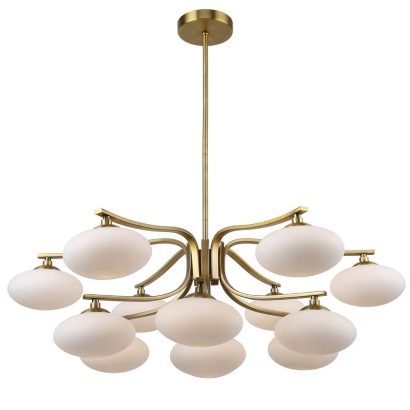 Oval Balls Mushrooms Chandelier 13 Brass Латунь Прозрачный белый в Уфе | Loft Concept 