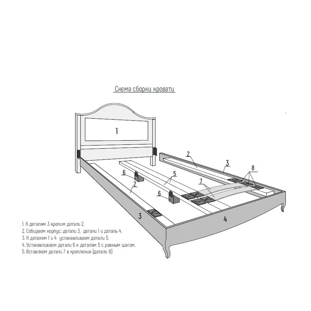 Кровать из массива бука с жёстким изголовьем Tasteful Furniture в Уфе