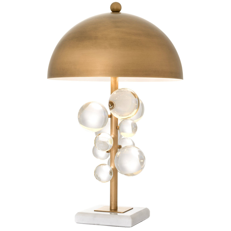 Настольная лампа Eichholtz Table Lamp Floral Латунь Античная полированная Прозрачное Стекло Белый в Уфе | Loft Concept 