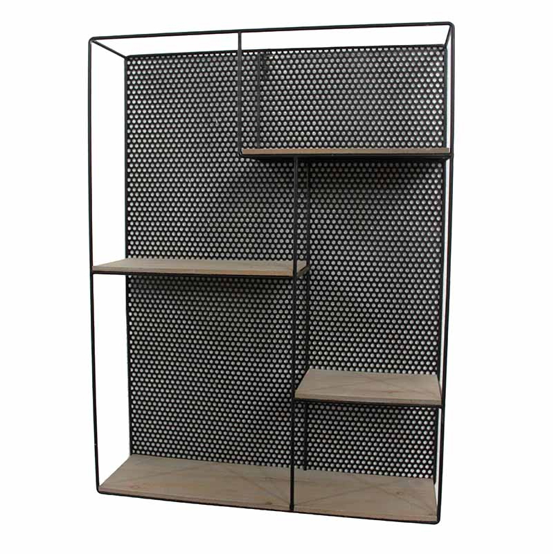 Полка Perforation Loft Rectangle Shelf Бежево-серый Черный в Уфе | Loft Concept 