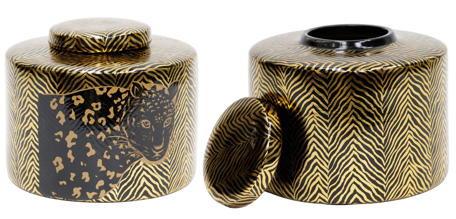 Ваза Leopard Vase black and gold 18 - фото