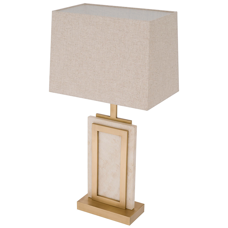 Настольная лампа Eichholtz Table Lamp Murray Travertine Бежевый Латунь в Уфе | Loft Concept 