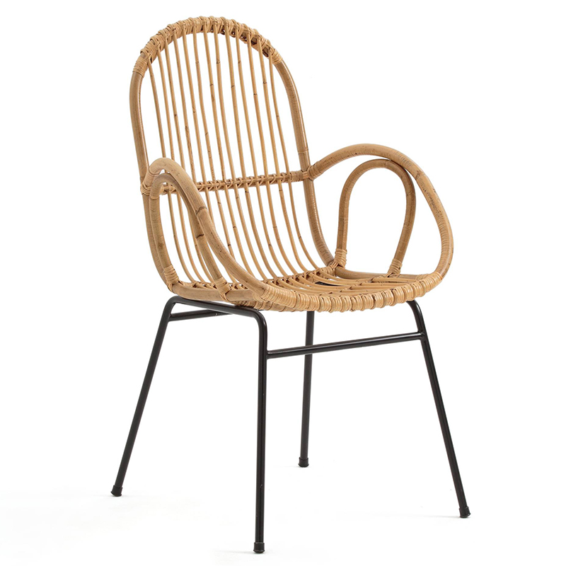 Стул Lucca Wicker Chair Бежевый Черный в Уфе | Loft Concept 