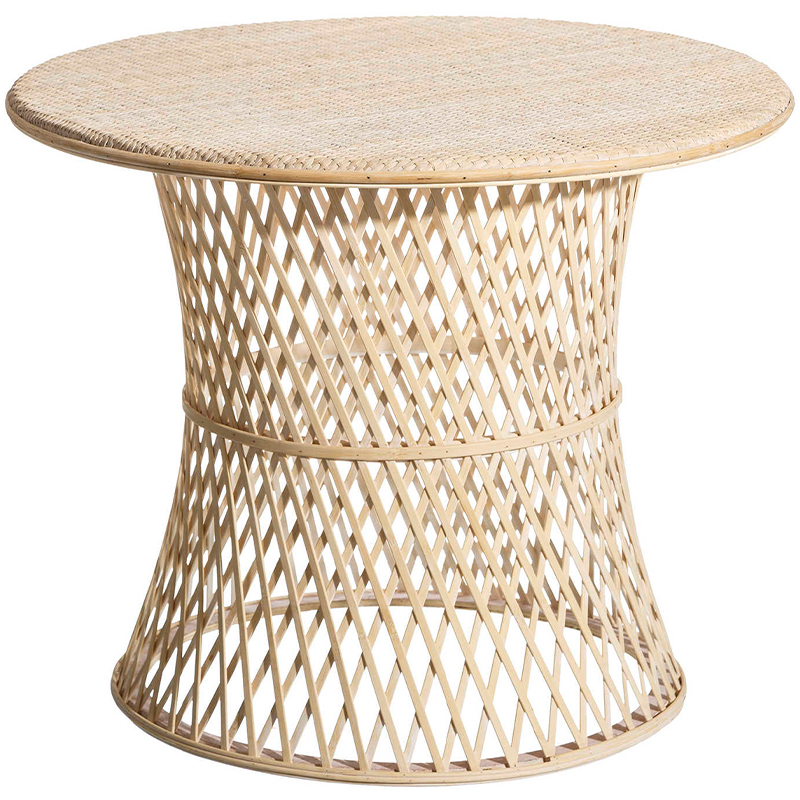 Круглый приставной стол из бамбука Woven Bamboo Side Table Бежевый в Уфе | Loft Concept 