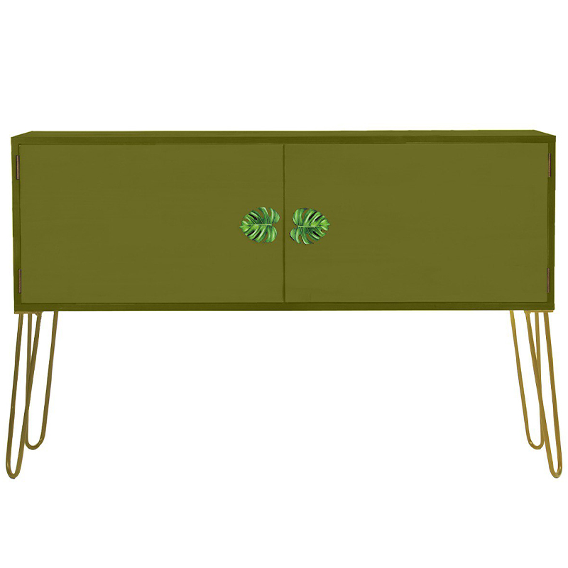 Комод длинный Monstera Green Chest of Drawers Зеленый Оливковый в Уфе | Loft Concept 