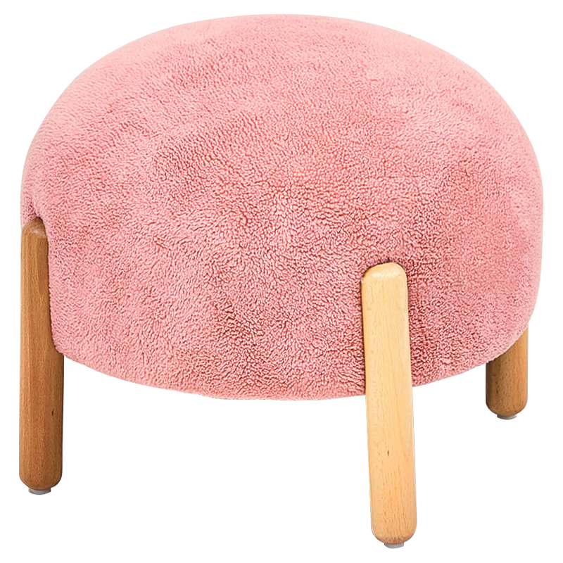 Пуф круглый на деревянных ножках Ralfie Pouf Pink Розовый Древесина в Уфе | Loft Concept 