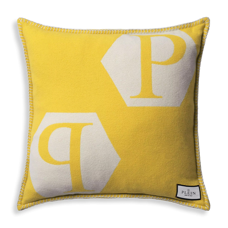 Подушка Philipp Plein Cushion Cashmere Yellow Желтый Белый в Уфе | Loft Concept 