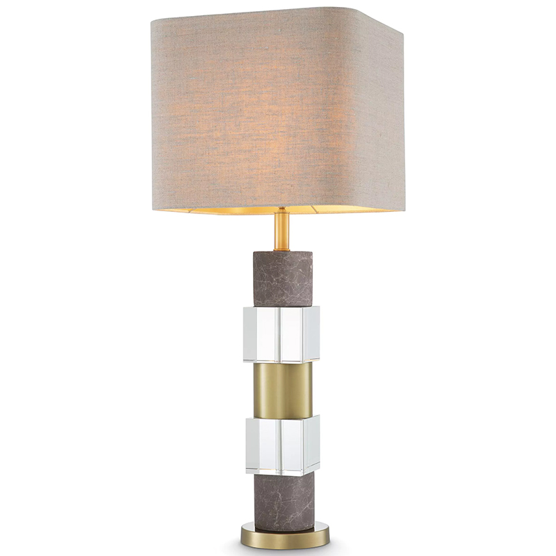 Настольная лампа Eichholtz Table Lamp Cullingham Grey Marble Латунь Прозрачное Стекло Серый Бежево-серый в Уфе | Loft Concept 