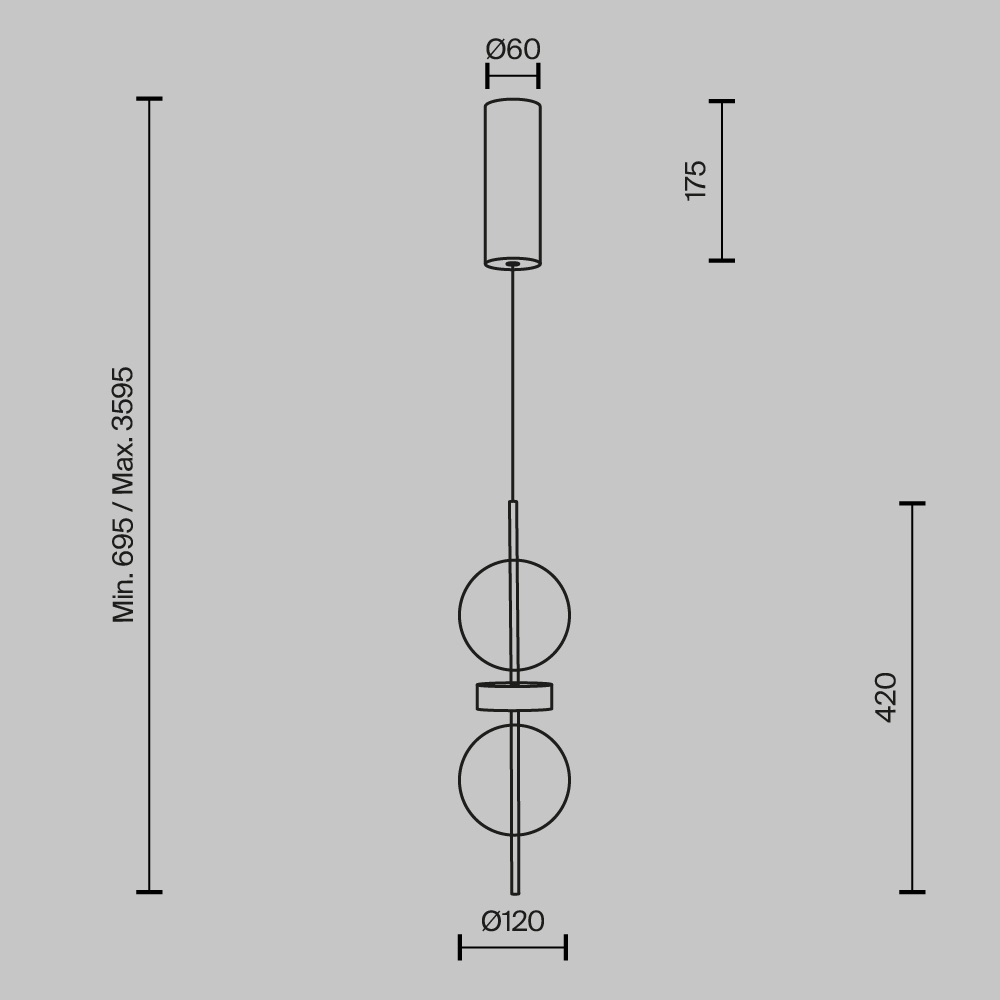 Подвесной светильник с плафоном из стекла с зеркальным градиентом Double Moon в Уфе