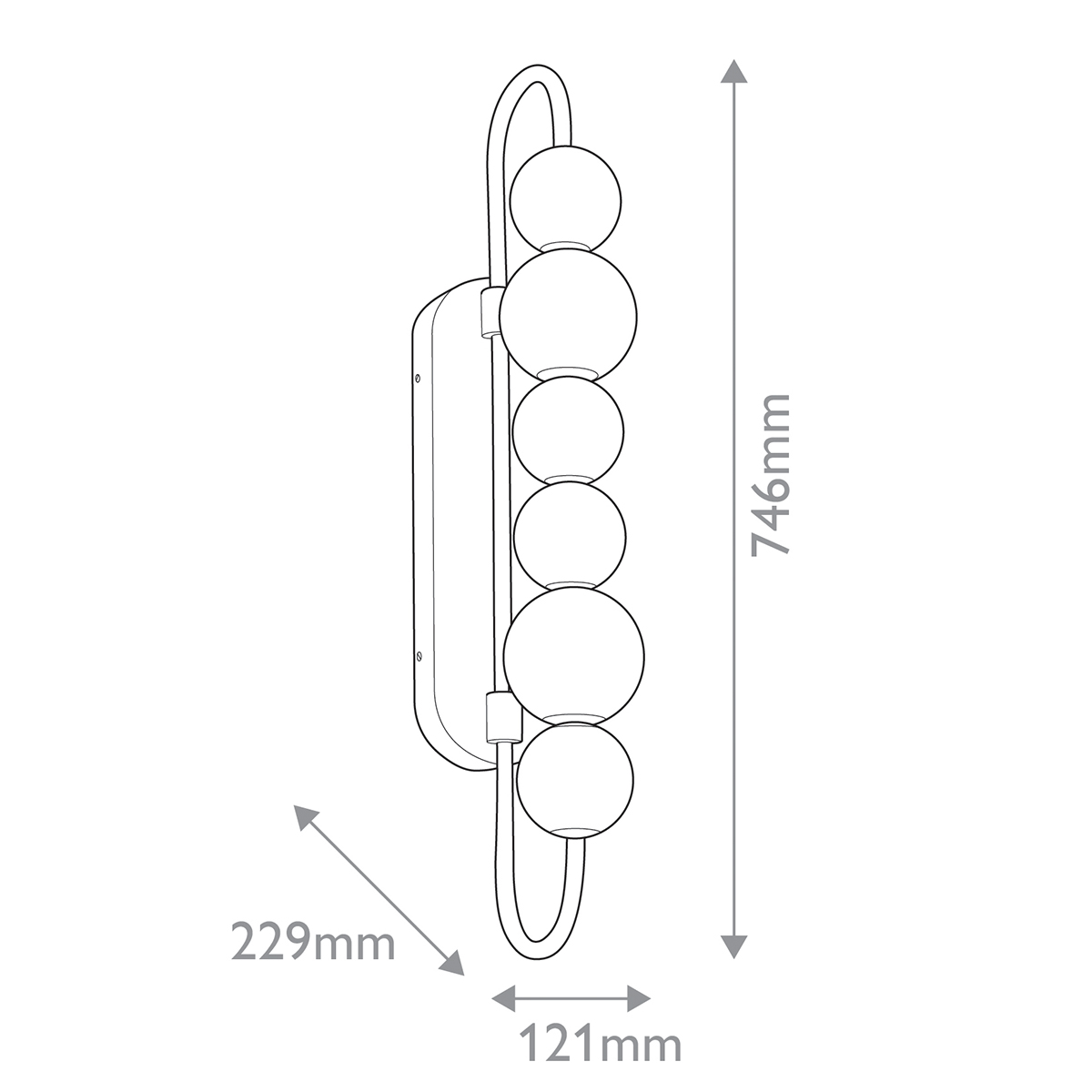 Бра цвета латунь с 6-ю рифлеными плафонами шаровидной формы Alora в Уфе