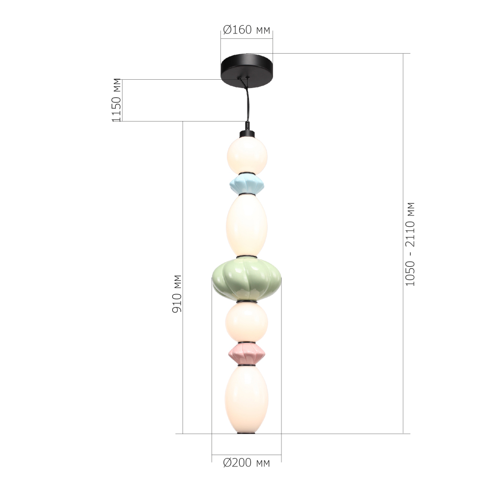 Подвесной светильник фигурный с керамическими элементами 32W LED Fragrant Light в Уфе