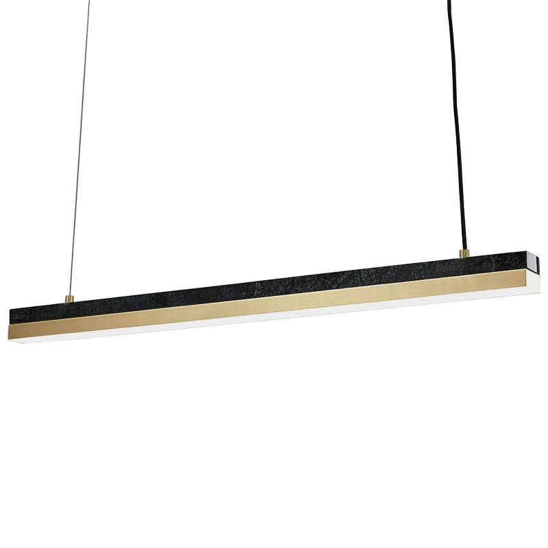 Линейный подвесной светильник Dominik Marble Linear Hanging Lamp Черный Мрамор Nero Золотой в Уфе | Loft Concept 