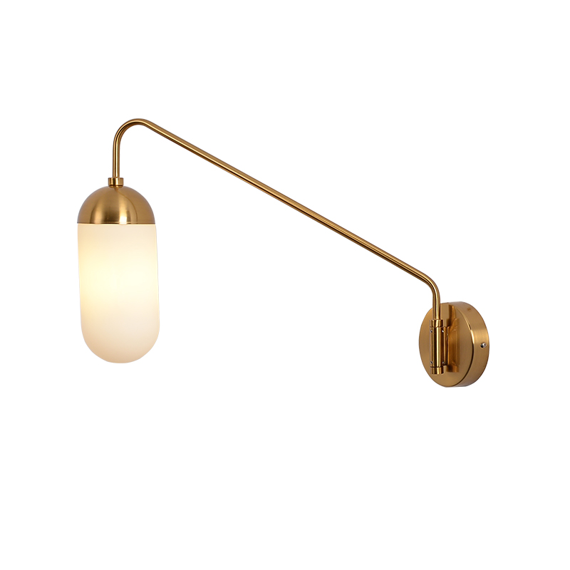 Бра Pelle Sconce, Long Gooseneck Clear Shade Латунь Белый в Уфе | Loft Concept 