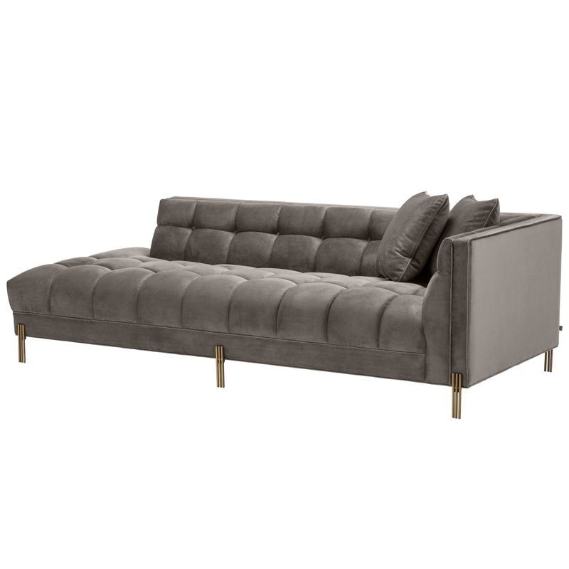 Кушетка Eichholtz Lounge Sofa Sienna Right Серый Матовая латунь в Уфе | Loft Concept 