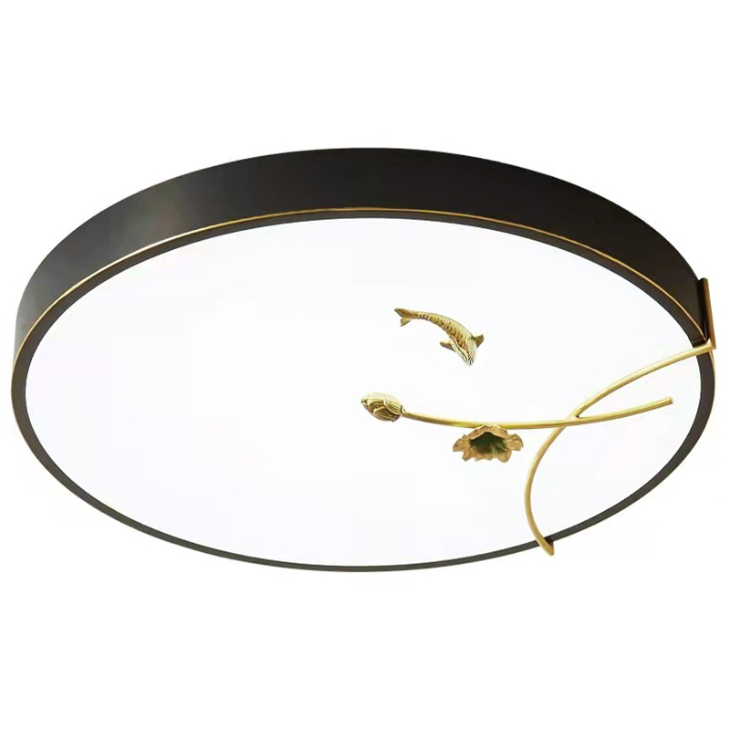 Круглый потолочный светильник Gold Fish Round Ceiling Lamp Black Черный Черный Белый Зеленый в Уфе | Loft Concept 