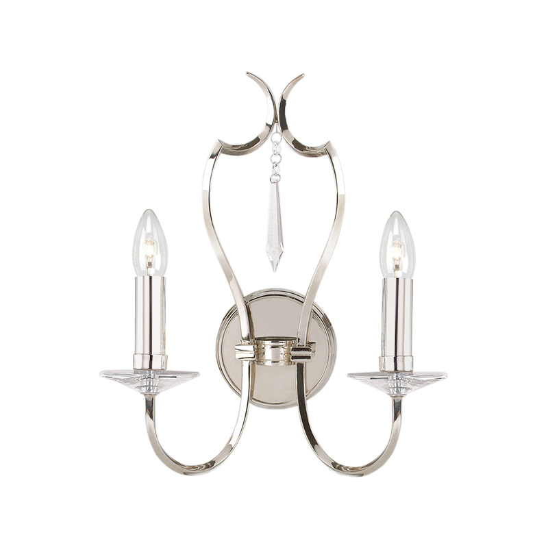 Бра с 2-мя лампами и подвеской из прозрачного стекла Elstead Lighting Никель Прозрачное Стекло в Уфе | Loft Concept 