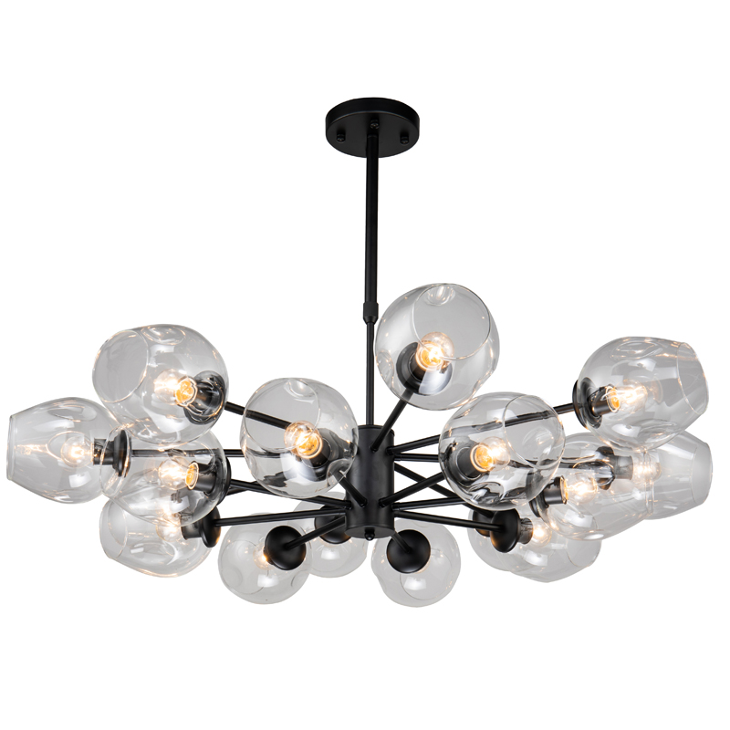 Люстра Branching Bubble Chandelier black 16 Черный Прозрачный в Уфе | Loft Concept 