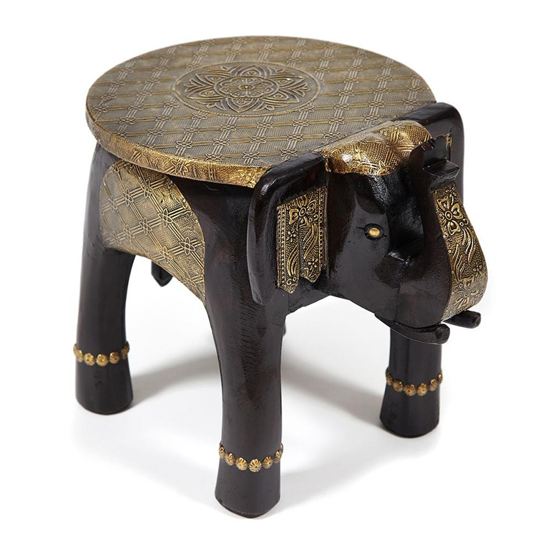 Журнальный стол Antique Indian Brass Mango Wood Elephant Table Черный Латунь в Уфе | Loft Concept 