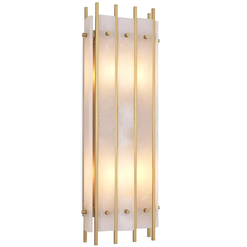 Бра Eichholtz Wall Lamp Sparks L Alabaster Латунь Бежевый Белый Мрамор Bianco в Уфе | Loft Concept 