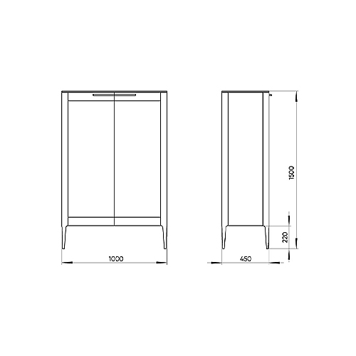 Витрина темно-серая с 2-мя стеклянными дверцами и 3-мя полками Type  в Уфе