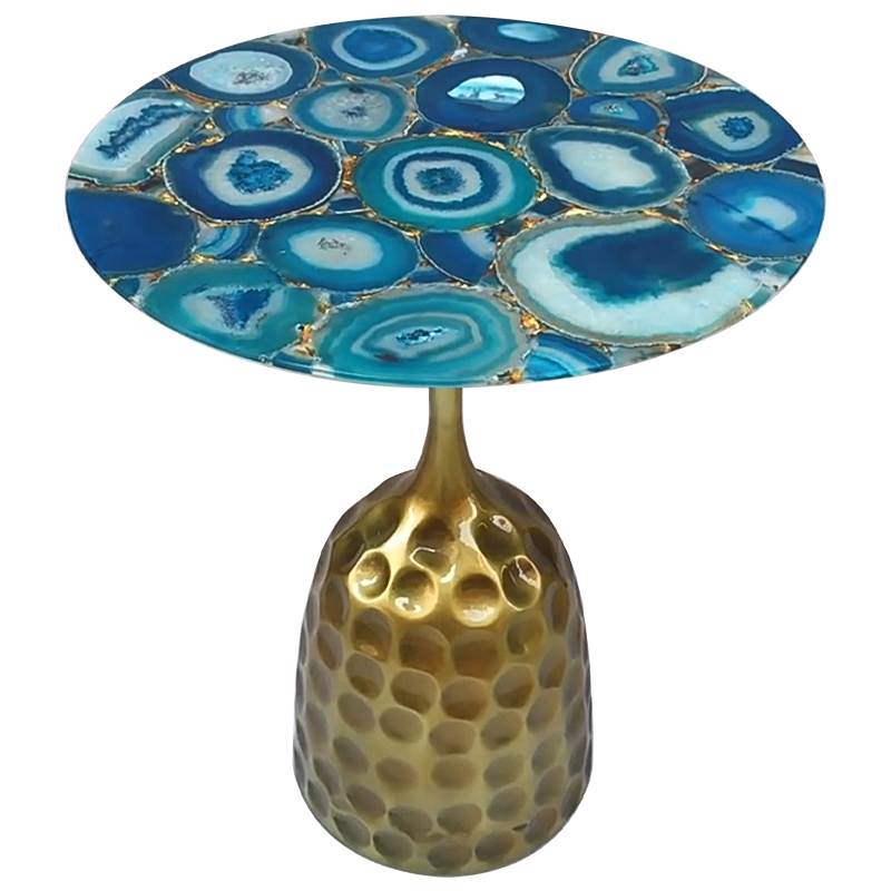 Приставной стол Cluster Surface Blue Agate Side Table Латунь Синий Бирюзовый в Уфе | Loft Concept 