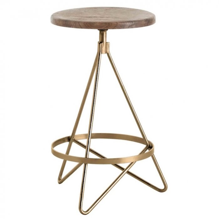 Барный стул Industrial Vintage Brass Iron Swivel Bar Stool Золотой Коричневый в Уфе | Loft Concept 