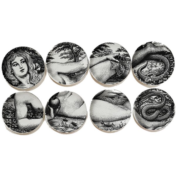 Тарелки FORNASETTI SET OF 8 "EVA" Черный в Уфе | Loft Concept 