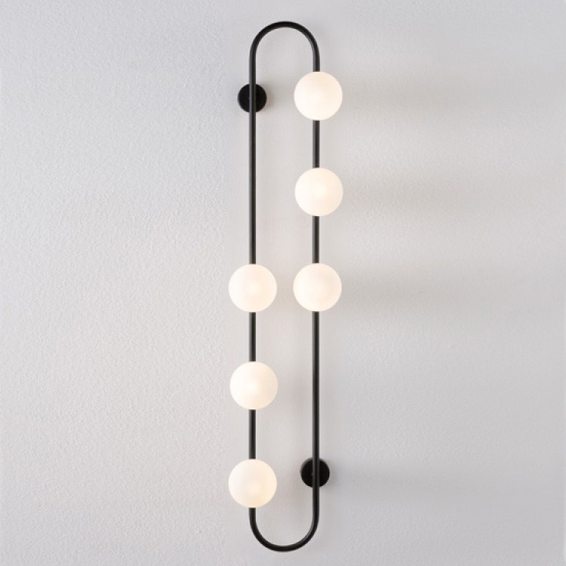 Бра HOOP WALL Lamp Black 6 Черный Белый в Уфе | Loft Concept 