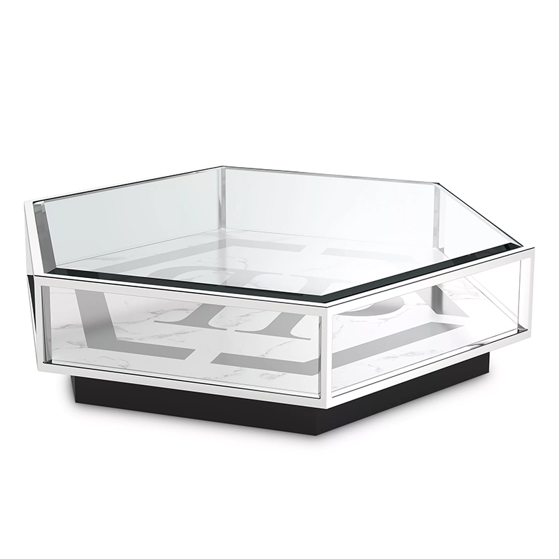 Кофейный стол Philipp Plein Coffee Table Falcon View Chrome Хром Белый Серый Черный в Уфе | Loft Concept 