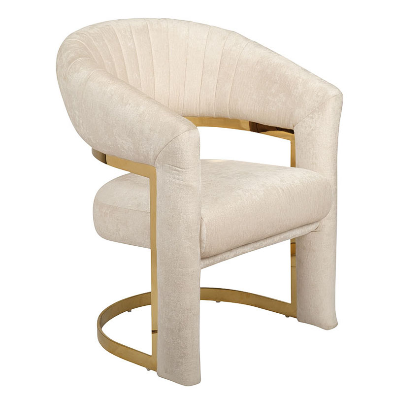 Полукресло Valbonne Chair cream velour Кремовый Глянцевое золото в Уфе | Loft Concept 