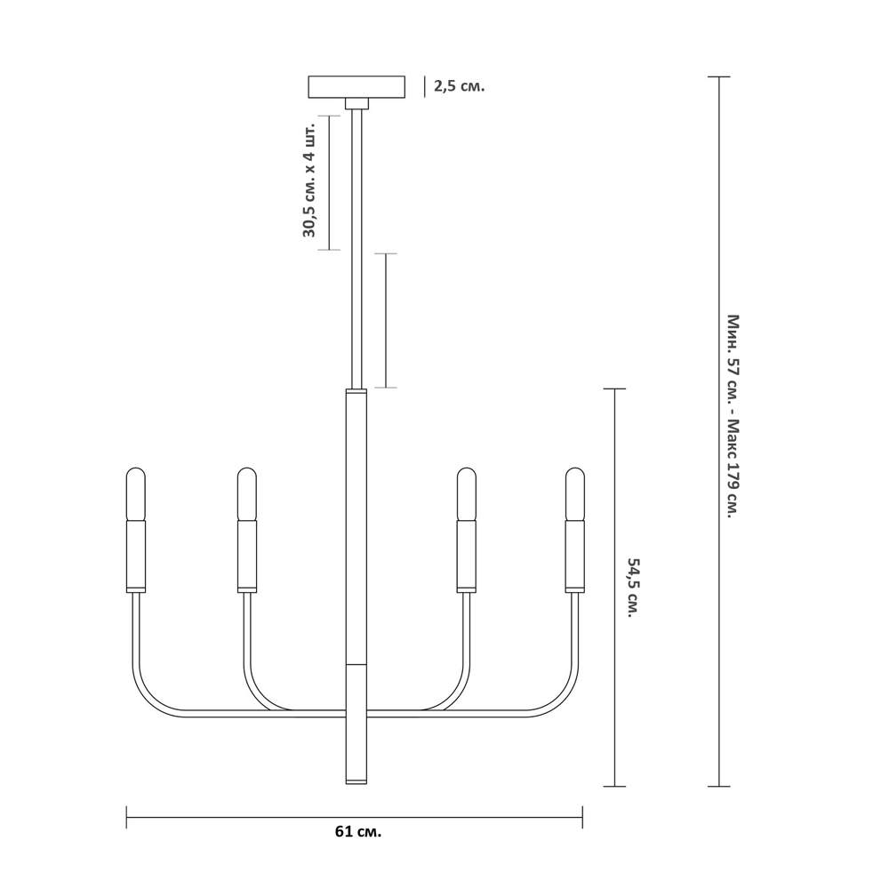 Люстра с 6-ю лампами Chandelier with Seamless Curve в Уфе
