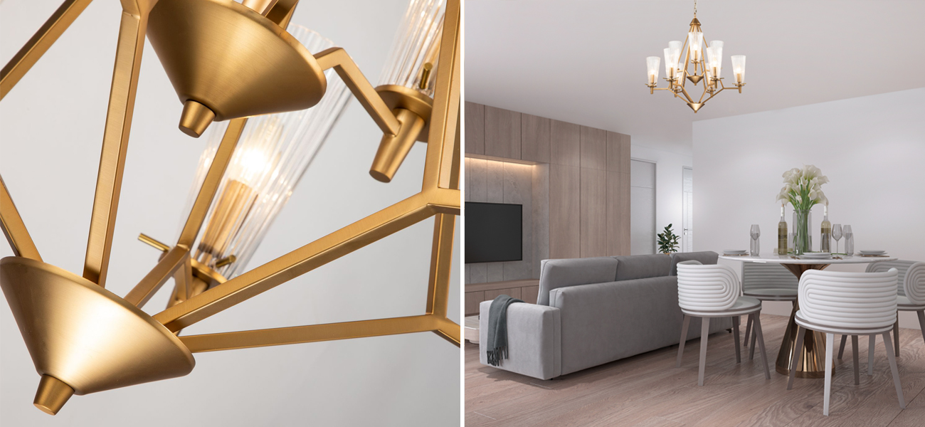 Люстра коричнево-бронзового цвета с прозрачными плафонами Buffe - фото №1