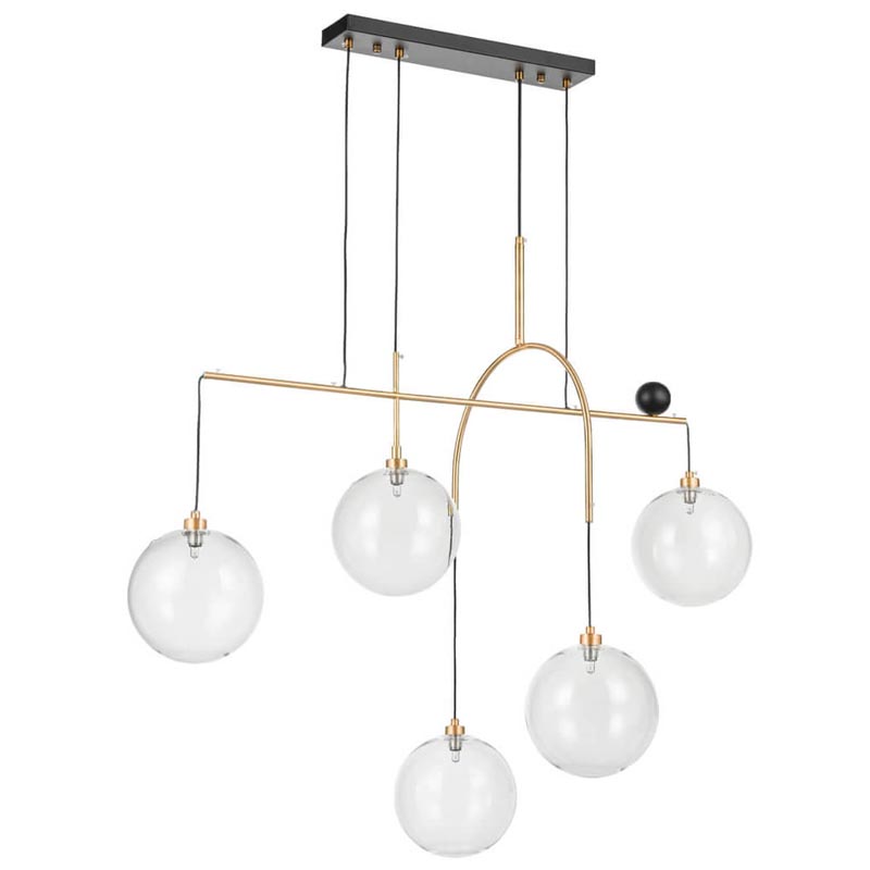 Люстра Five Hanging Balls Chandelier Золотой Прозрачный Черный в Уфе | Loft Concept 