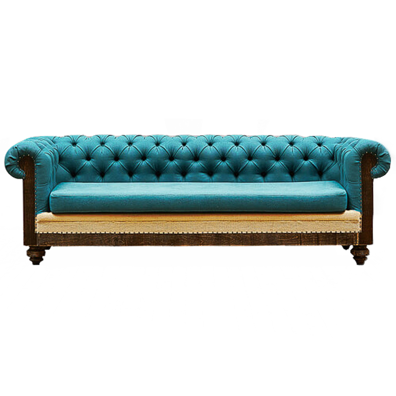 Диван Deconstructed Chesterfield Sofa triple turquoise Linen Коричневый Бирюзовый ivory ( слоновая кость ) в Уфе | Loft Concept 