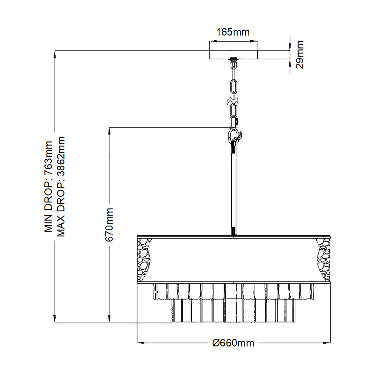 Люстра круглая с подвесками из текстурированного стекла молочного цвета Hinkley в Уфе