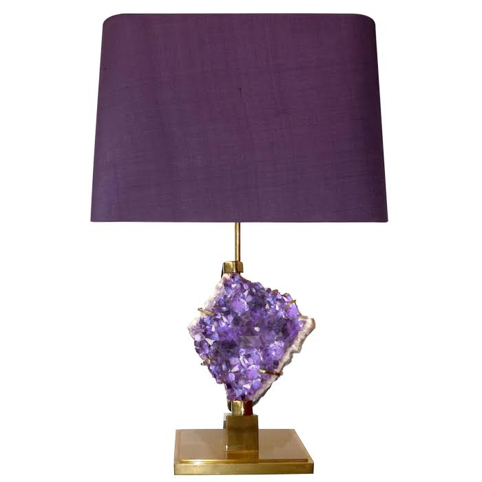 Настольная лампа Bronze and Amethyst Lamp Глянцевое золото Сиреневый в Уфе | Loft Concept 