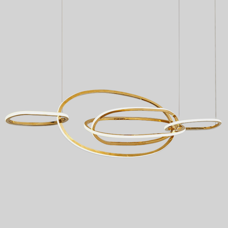 Люстра Horizontal Gold Oval Rings Chandelier Золотой в Уфе | Loft Concept 