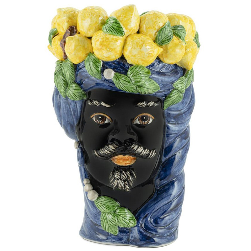 Ваза Vase Lemon Head Man Blue Синий Черный Желтый Зеленый в Уфе | Loft Concept 